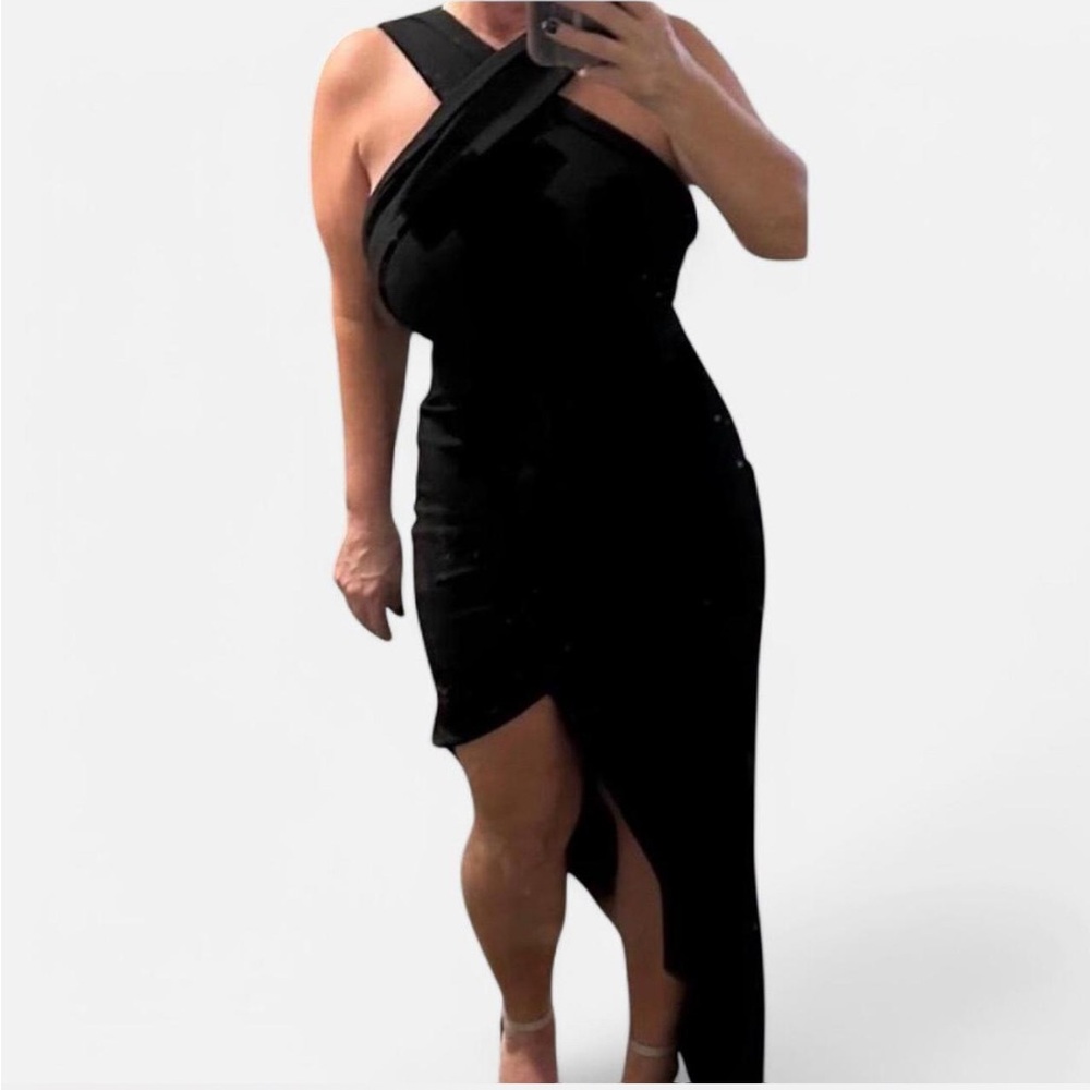 Elegant Black Asymmetrical Dress
